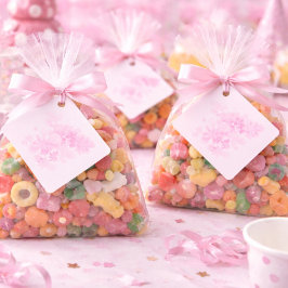 Minimale Roze Bloem Meisjes Verjaardag Bedankjes Labels