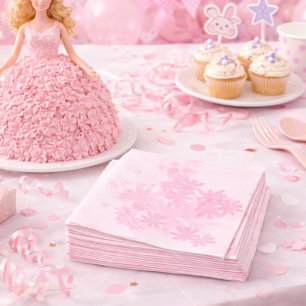 Minimale Roze Bloem Meisjes Verjaardagsserviet Servet