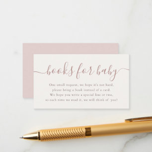 Minimale roze boeken voor babyshower informatiekaartje