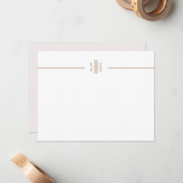 Minimale roze + Camel Monogram Note Card Stationer Notitiekaartje