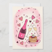 Minimale Roze Champagne Galentines Uitnodiging (Achterkant)