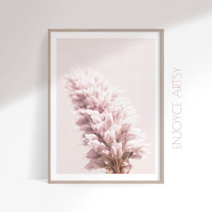 Minimale roze close-up bloemenfotografie muurkunst poster