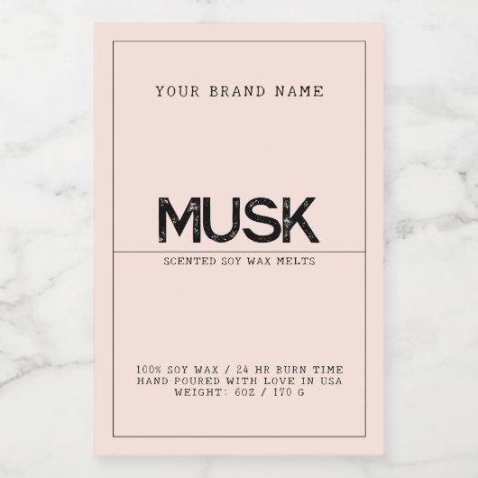 Minimale roze druppel moderne elegante sojafsmelti voedselcontainer etiket (Enkel label)