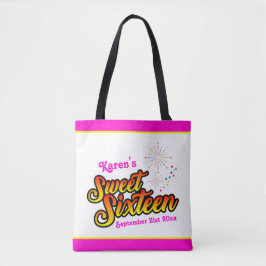 Minimale Roze en Gele Streep Bands Sweet Sixteen Tote Bag