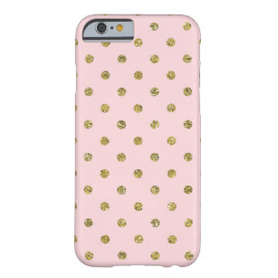Minimale roze en goudglitter Sparkle Polka Dots Barely There iPhone 6 Hoesje
