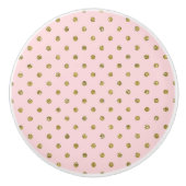 Minimale roze en goudglitter Sparkle Polka Dots Keramische Knop (Voorkant)