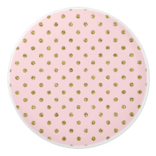 Minimale roze en goudglitter Sparkle Polka Dots Keramische Knop