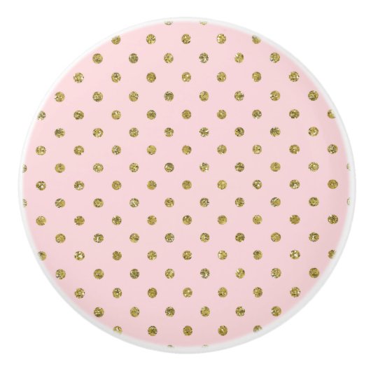 Minimale roze en goudglitter Sparkle Polka Dots Keramische Knop (Voorkant)