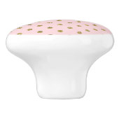 Minimale roze en goudglitter Sparkle Polka Dots Keramische Knop (Zijkant)