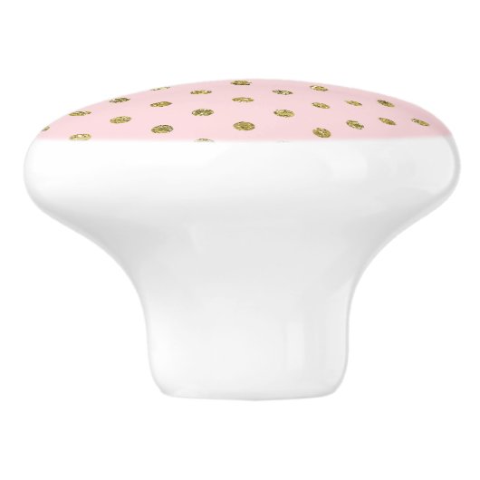 Minimale roze en goudglitter Sparkle Polka Dots Keramische Knop (Zijkant)