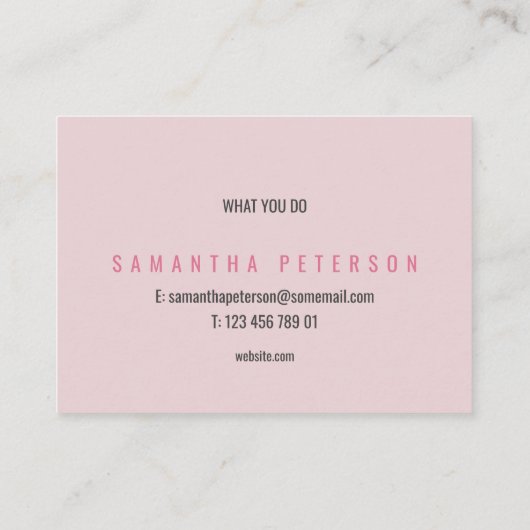 Minimale roze en goudmarmer visitekaartje (Achterkant)
