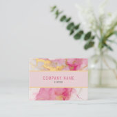 Minimale roze en goudmarmer visitekaartje (Staand voorkant)