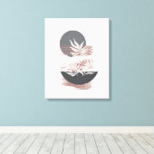 Minimale roze en grijze schilderwand canvas afdruk (Insitu (Houten vloer))