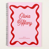 Minimale Roze en Rode Gepersonaliseerde Naam Jaar Planner (Voorkant)