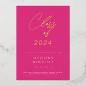 Minimale roze en witte afstudeeraankondiging folie uitnodiging (Voorkant)