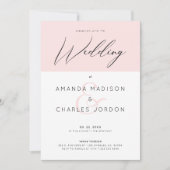 Minimale roze en witte en bruiloftstypografie kaart (Voorkant)