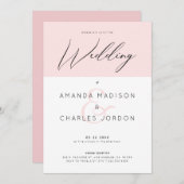Minimale roze en witte en bruiloftstypografie kaart (Voorkant / Achterkant)