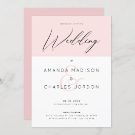 Minimale roze en witte en bruiloftstypografie kaart