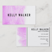 Minimale roze en zwarte waterverf visitekaartje (Voorkant / Achterkant)