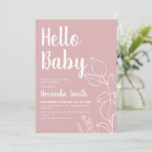 Minimale roze Eucalyptus Baby shower Kaart (Staand voorkant)