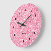 Minimale roze faux glitter grote klok (Hoek)