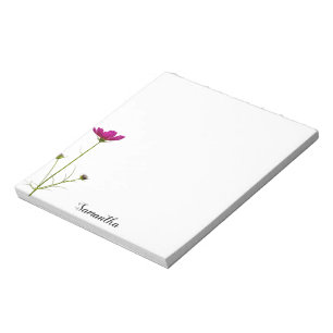 Minimale roze Floral   Gepersonaliseerd Notitieblok
