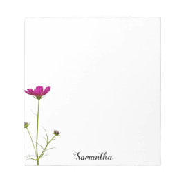 Minimale roze Floral | Gepersonaliseerd Notitieblok