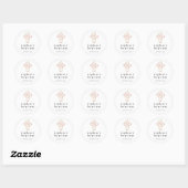Minimale roze Florals Kruisnaam Datum Meisje Bapti Ronde Sticker (Vel)