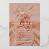 Minimale roze foto Afstudeerder Partij Moderne kal Folie Uitnodiging (Voorkant)