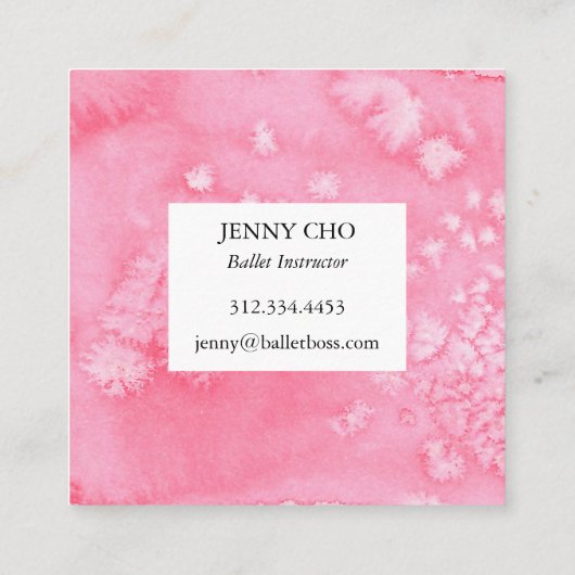 Minimale roze getextureerd visitekaartje vierkant (Achterkant)