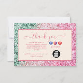 Minimale Roze Glitter Stijl Bedankkaart (Voorkant)