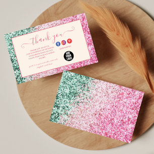 Minimale Roze Glitter Stijl Bedankkaart