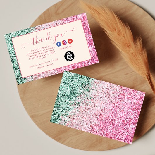 Minimale Roze Glitter Stijl Bedankkaart