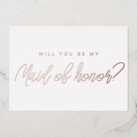 Minimale roze goud wil je mijn getuige zijn folie uitnodiging (Voorkant)