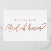 Minimale roze goud word je mijn getuige folie uitnodiging (Voorkant)