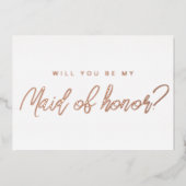 Minimale roze goud word jij mijn getuige folie uitnodiging (Voorkant)