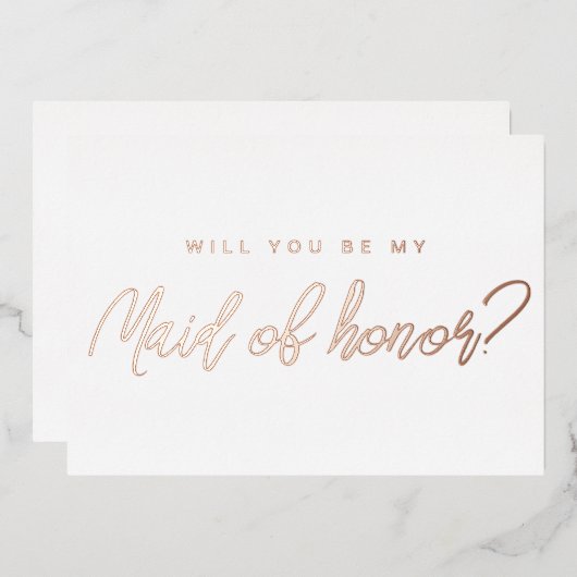 Minimale roze goud word jij mijn getuige folie uitnodiging (Voorkant / Achterkant)