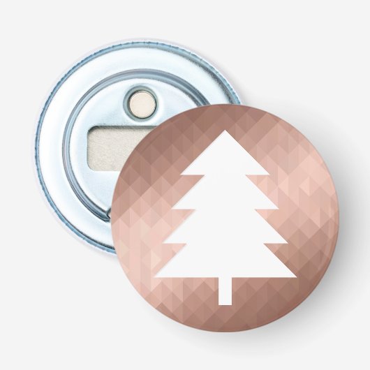 Minimale roze gouden kerstboom modern button flesopener (Voorkant)