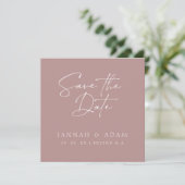Minimale Roze Gouden Script Foto Bruiloft Save The Date (Staand voorkant)