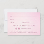 Minimale roze gradiënt Beauty Salon Spa Makeup (Achterkant)