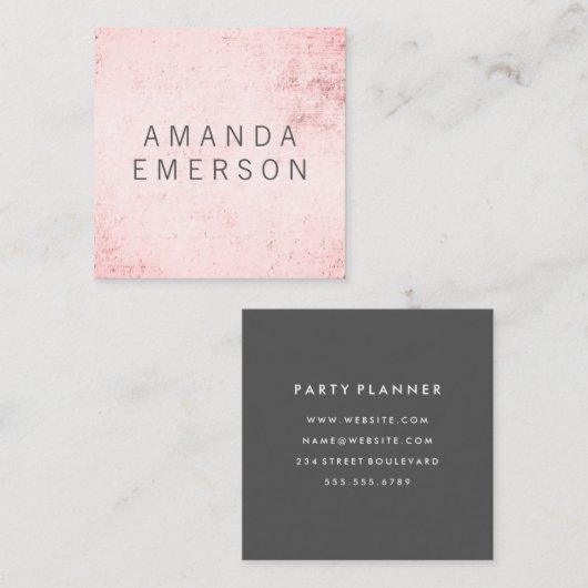 Minimale roze grunge vierkante visitekaartje (Voorkant / Achterkant)