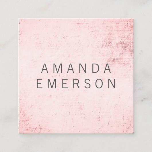 Minimale roze grunge vierkante visitekaartje (Voorkant)
