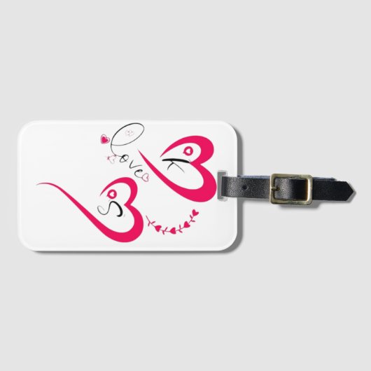 Minimale Roze Hart Liefde Bagagelabel (Voorkant (horizontaal))