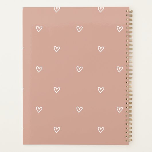 Minimale roze harten  planner (Achterkant)