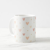 Minimale Roze Hartjes Mok (Voorkant links)