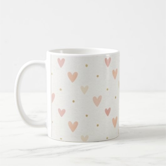 Minimale Roze Hartjes Mok (Links)