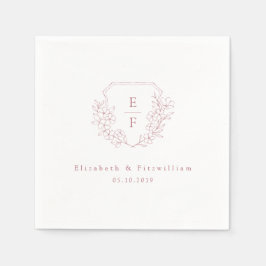 Minimale Roze Kersenbloesem Monogram Kreeft Huweli Servet