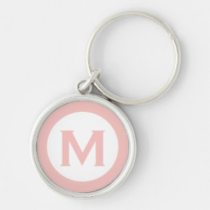 Minimale roze klassieke monogram Initiaal Letter Sleutelhanger