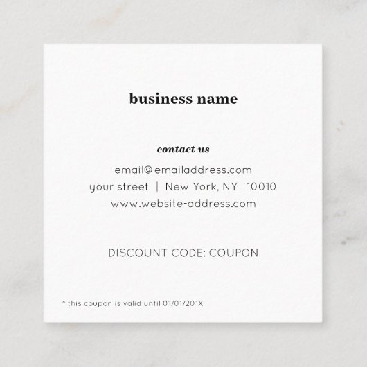 Minimale roze korting-kaart kortingskaartje (Achterkant)