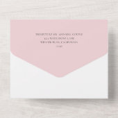 Minimale roze Magnolia bloemenelegante bruiloft All In One Uitnodiging (Achterkant)